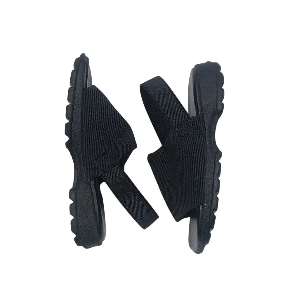 Smart Sandals Kids 5 Black Elastic Slingback‎ Fabric Upper Lug Sole Slides